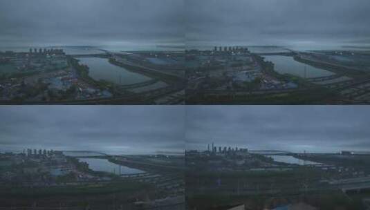 胶洲湾大桥雾天航拍高清在线视频素材下载