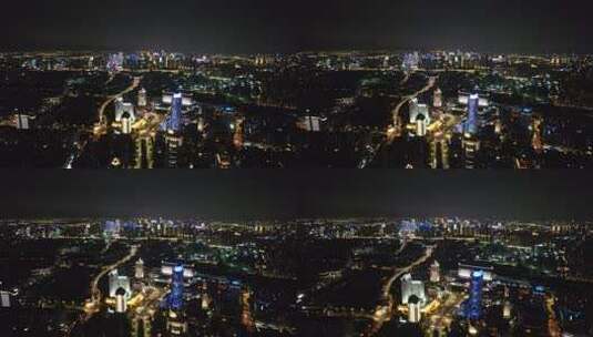 航拍浙江杭州城市夜景灯光高清在线视频素材下载