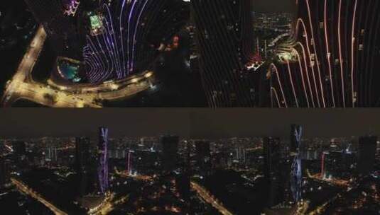 航拍吉隆坡摩天大楼夜景灯光汽车马来西亚高清在线视频素材下载