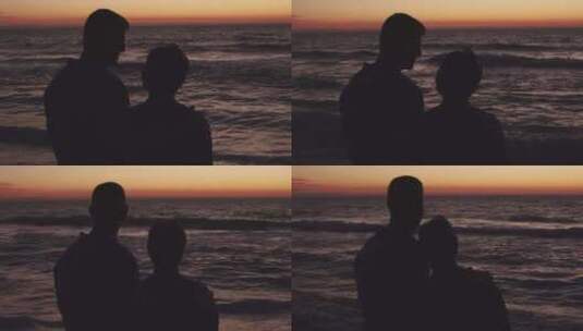 情侣依偎在一起 情侣看海 看日出高清在线视频素材下载