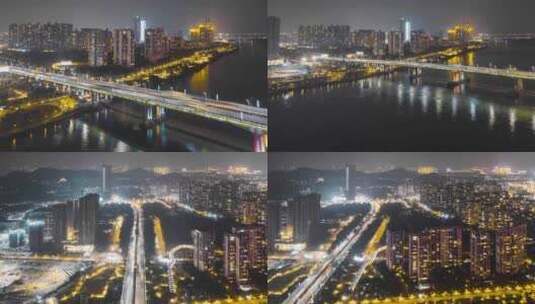 城市建筑容奇大桥夜景延时实拍视频高清在线视频素材下载