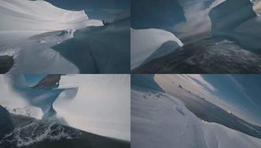 FPV穿越机无人机航拍冰山冰川大海格林兰岛高清在线视频素材下载