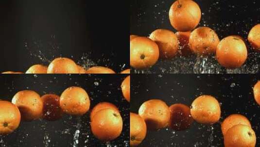 慢动作跳跃的橘子高清在线视频素材下载