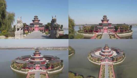 古寺，古庙，八里河，南湖阁高清在线视频素材下载