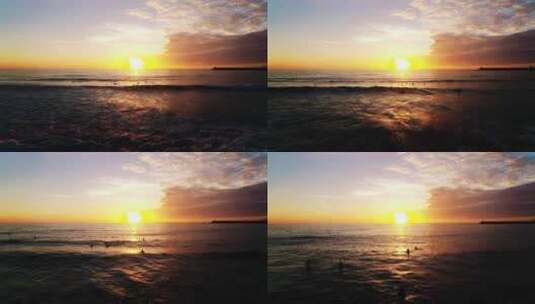 美丽的日落与海浪高清在线视频素材下载
