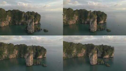 日落时海洋中的悬崖。高清在线视频素材下载