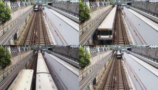 火车始发站交换台处铁轨高清在线视频素材下载
