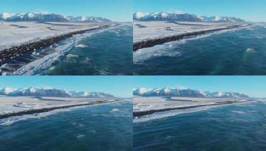 黑海滩上的冰山高清在线视频素材下载