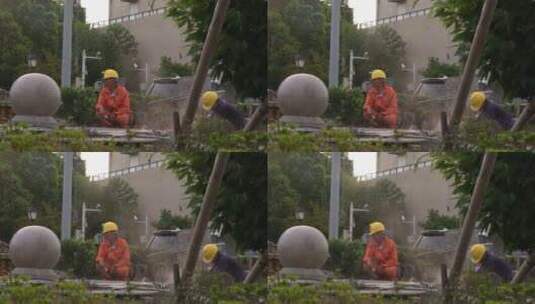 古镇 工人 上海 古建筑高清在线视频素材下载