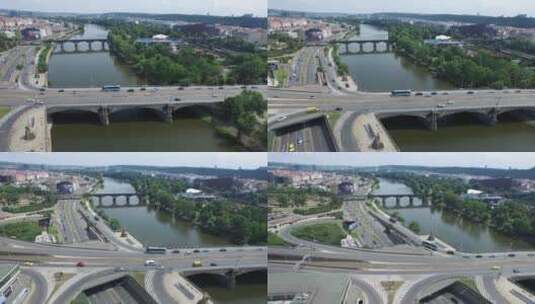 赫拉夫卡大桥鸟瞰图高清在线视频素材下载