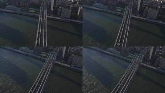 曼哈顿大桥的鸟瞰图高清在线视频素材下载