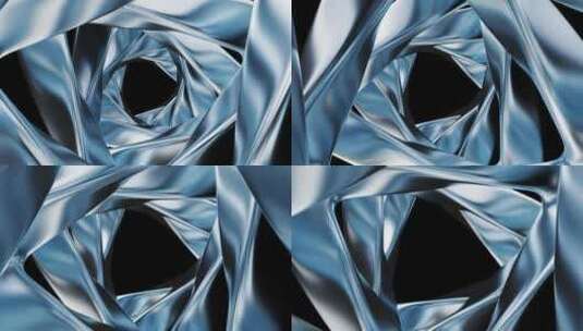 蓝色流动的金属曲面3D渲染高清在线视频素材下载