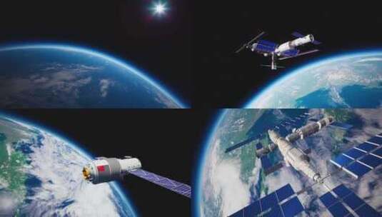 星际空间 中国空间站 探索宇宙高清在线视频素材下载