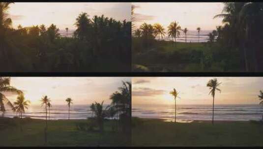 落日余晖下的海边景观高清在线视频素材下载