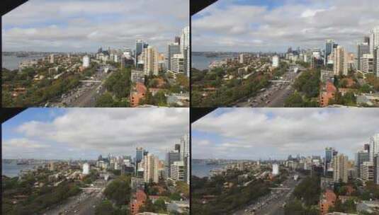 蓝天白云下的城市景观高清在线视频素材下载