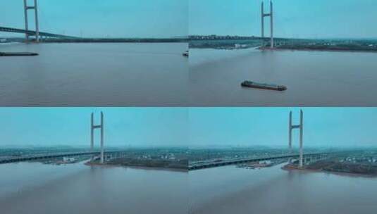 闵浦三桥航拍风光高清在线视频素材下载