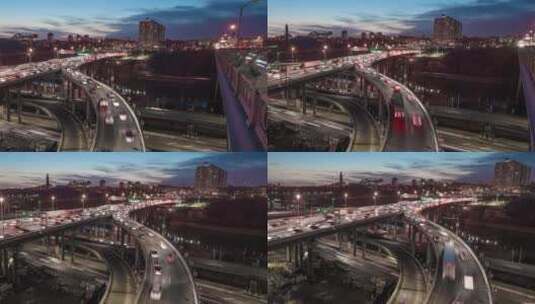 夜晚城市中穿梭的车流高清在线视频素材下载