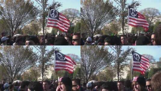 华盛顿特区的政治集会上飘扬着一面和平旗帜高清在线视频素材下载