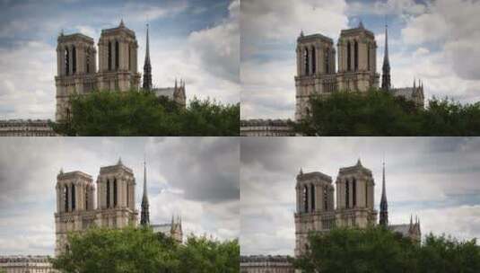 法国的圣母院教堂高清在线视频素材下载
