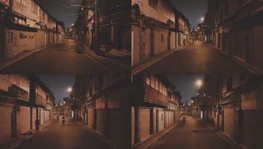 上海梧桐路夜景航拍高清在线视频素材下载