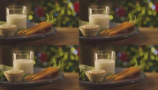 鼠尾草胡萝卜碎馅饼和牛奶放在盘子里高清在线视频素材下载