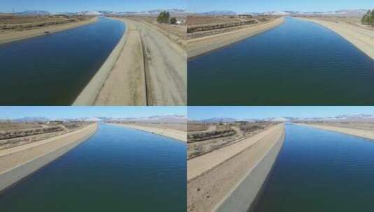 航拍沙漠中的输水管道高清在线视频素材下载