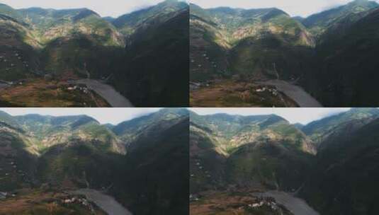 江河水视频怒江江水江边的公路两岸高山高清在线视频素材下载