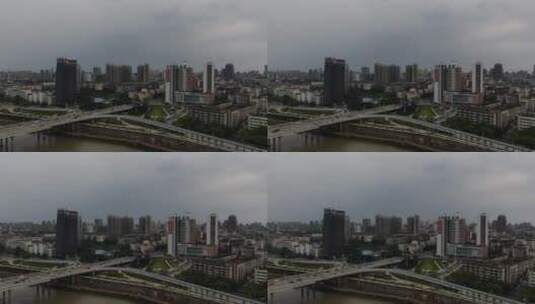城市暴雨来临乌云密布航拍高清在线视频素材下载