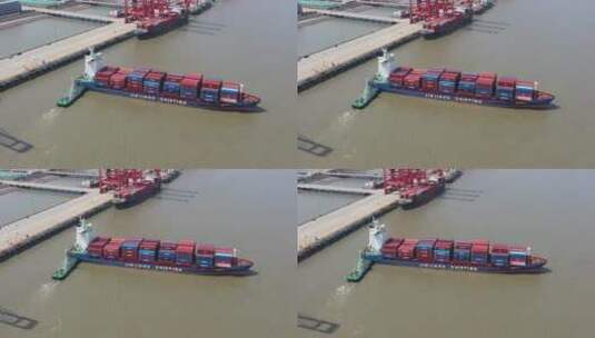 航拍轮船，长江货轮高清在线视频素材下载