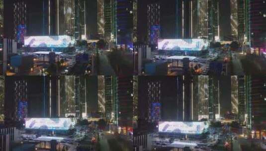 城市玻璃幕墙写字楼夜景高清在线视频素材下载