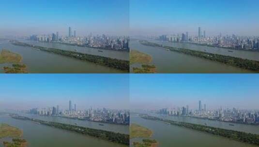 4k长沙城市湘江橘子洲航拍高清在线视频素材下载