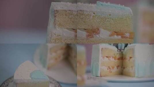 【镜头合集】夹心奶油水果蛋糕高清在线视频素材下载