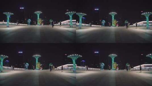 杭州滨江钱江世纪公园亚运会场地夜景高清在线视频素材下载