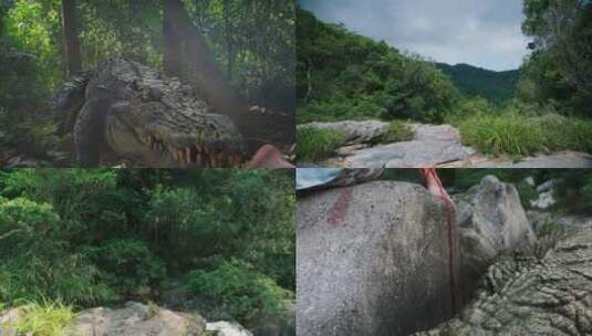 巨鳄出现在森林里高清在线视频素材下载