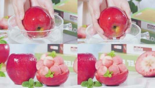 新鲜红肉苹果高清在线视频素材下载