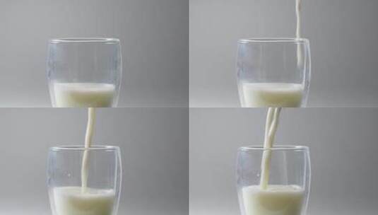 玻璃杯倒高钙速溶牛奶全脂牛奶低脂牛奶羊奶高清在线视频素材下载