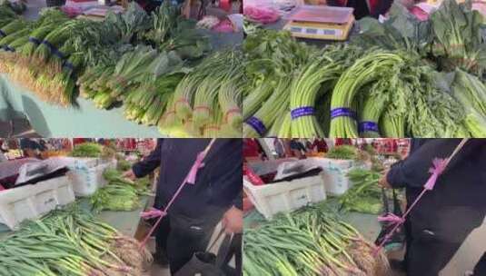 【镜头合集】买菠菜买油菜买绿叶菜卖菜高清在线视频素材下载