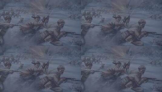 抗美援朝纪念馆内的长津湖战役展示高清在线视频素材下载