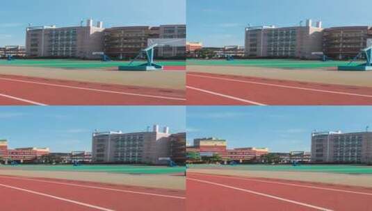 学校校园足球场篮球场户外4k空镜无人高清在线视频素材下载