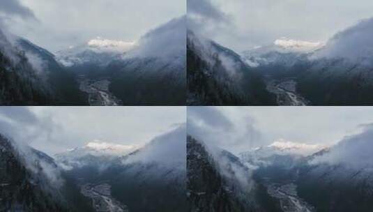 西藏察隅县雪山航拍高清在线视频素材下载