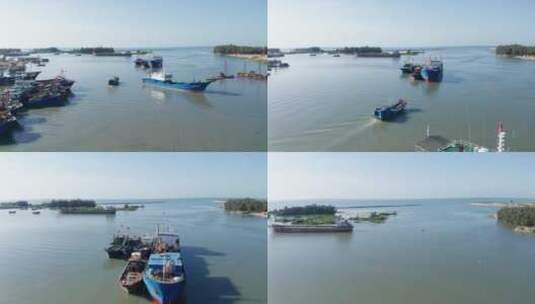 航拍海南三亚崖州区中心渔港码头高清在线视频素材下载