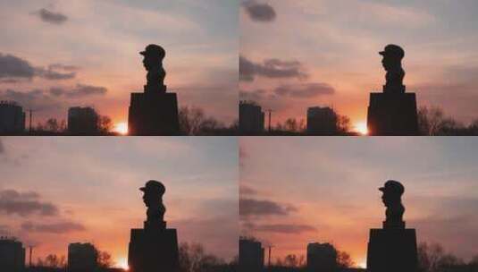 民族英雄王杰雕像延时高清在线视频素材下载