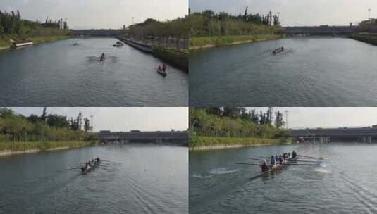 深圳南山大沙河赛艇航拍高清在线视频素材下载