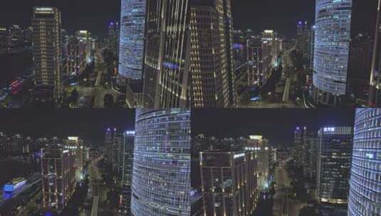 上海东方东二路金融中心夜景高清在线视频素材下载