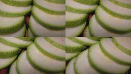 菜瓜片西葫芦青瓜蔬菜高清在线视频素材下载