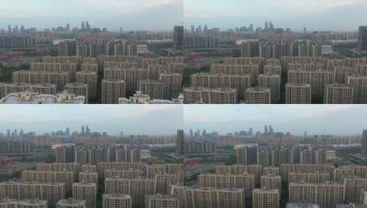 航拍浙江杭州萧山居民住宅区域高清在线视频素材下载