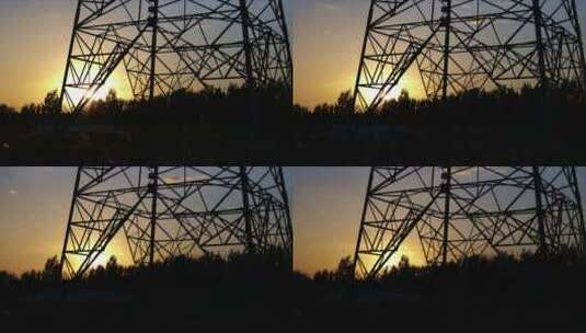 日落电力电塔能源延时摄影高清在线视频素材下载