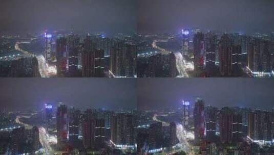 深圳龙华区城区现代都市风光晚上夜景航拍高清在线视频素材下载