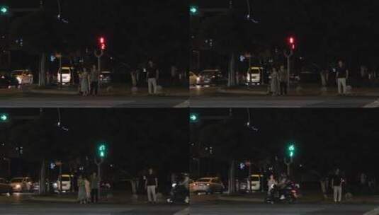 220719夜晚马路高楼红绿灯实拍视频 (22)高清在线视频素材下载