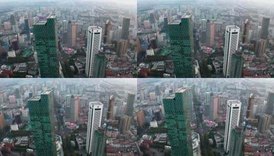 江苏省南京市新街口商圈航拍高清在线视频素材下载